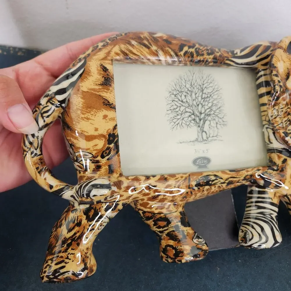 La Vie Safari Collection Elephant Picture Frame Animal Patchwork Print Decor